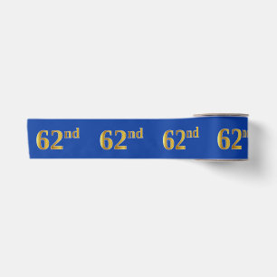 Ruban En Satin Faux/Imitation Or "62ème" Numéro d'événement (Bleu