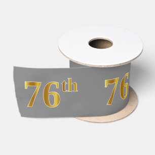 Ruban En Satin Faux/Imitation Or "76ème" Numéro d'événement (Gris
