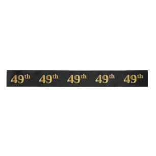 Ruban En Satin Faux/Imitation Or Numéro d'événement "49ème" (Noir