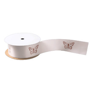Ruban En Satin Faux Rose Gold Foil ressemble à un papillon rose