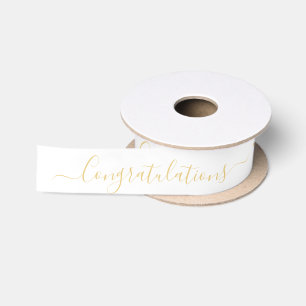 Ruban En Satin Félicitations Elegant White and Gold