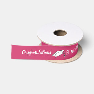 Ruban En Satin Félicitations pour le diplôme de Magenta