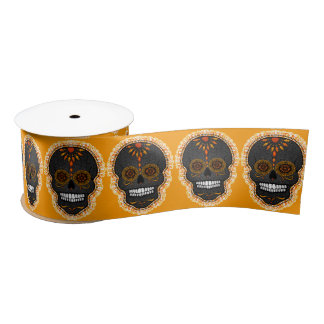 Ruban En Satin Feliz Muertos - crânes de fête de sucre