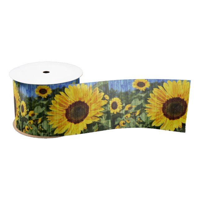 Ruban En Satin Fence painted de Sunflowers (Bobine)