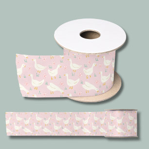 Ruban En Satin Ferme d'animaux de basse-cour filles oie rose