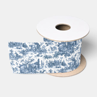 Ruban En Satin Ferme vintage Rustique Français Toile Bleu & Blanc
