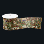 Ruban En Satin Festif Vintage Noël Ephémère Collage-Gold<br><div class="desc">Motif de vacances amusant,  festif,  coloré et complexe avec l'éphémère de Noël du vieux monde jolis des cartes de voeux de l'ère victorienne,  y compris Santas dans des cadres ornés,  saint,  mistletoe,  luges,  scènes d'hiver,  enfants heureux et Joyeux voeux de Noël sur l'arrière - plan d'or.</div>