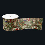 Ruban En Satin Festif Vintage Noël Ephémère Collage-Green<br><div class="desc">Un motif de vacances amusant,  festif,  coloré et complexe avec des éphémères de Noël du vieux monde jolis des cartes de voeux de l'ère victorienne,  y compris Santas dans des cadres ornés,  saint,  mistletoe,  luges,  scènes d'hiver,  enfants heureux et joyeux voeux de Noël sur arrière - plan vert.</div>