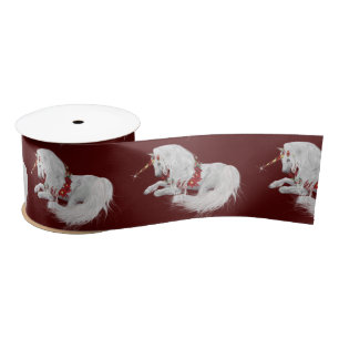 Ruban En Satin Festive Noël licorne rouge
