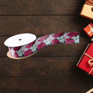 Ruban En Satin Festive vacances Poinsettias Floral