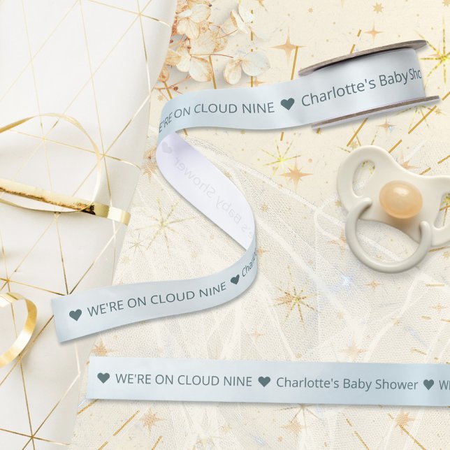 Ruban En Satin Fête Bébé Bleu Céleste Cloud 9 (Cloud 9 Celestial Blue Baby Shower Satin Ribbon ©Susanne Sachers - Sunny Mind 🌞)