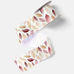 Ruban En Satin Fête d'anniversaire aux feuilles rouges blush crèm