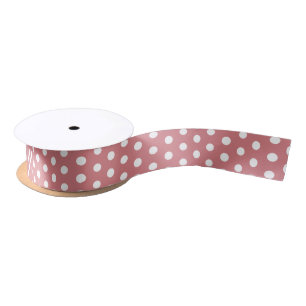 Ruban En Satin Fête de mariage Pastèque Rose et Blanc à pois