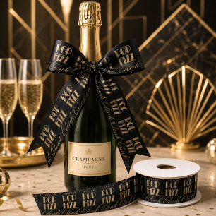 Ruban En Satin Fête Gatsby Or et Noir Pop Fizz Clink