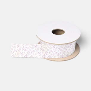 Ruban En Satin Feuillage d'automne chaud lilas - Neutre