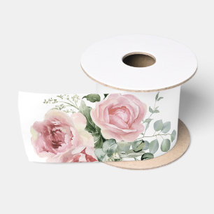Ruban En Satin Feuillage de rose rose botanique