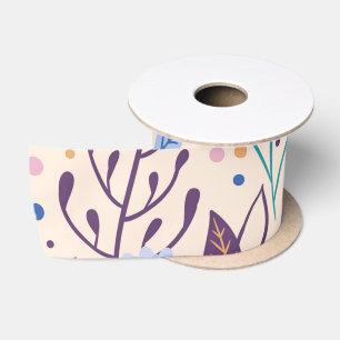 Ruban En Satin Feuille coloré Motif de feuillage moderne