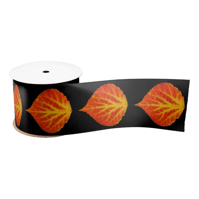 Ruban En Satin Feuille d'Aspen rouge et jaune #10 (Bobine)