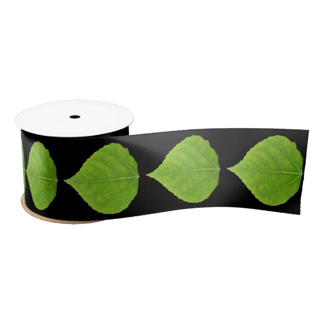 Ruban En Satin Feuille d'Aspen vert #11 (Bobine)