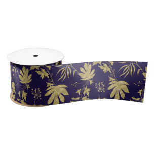 Ruban En Satin Feuille d'Or Navy Blanc  Vert Printemps Enterremen