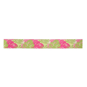 Ruban En Satin Feuille tropicale de monstera vibrante et audacieu