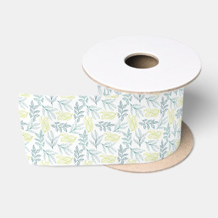 Ruban En Satin Feuilles botaniques & Branches Twiggy Motif Satin