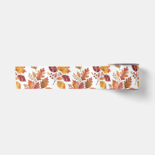 Ruban En Satin Feuilles d'automne et baies à l'aquarelle