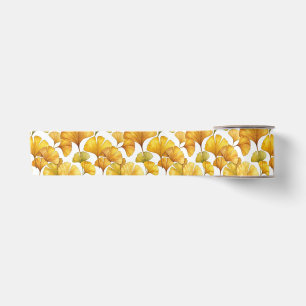 Ruban En Satin Feuilles de Ginkgo Biloba à l'aquarelle élégante