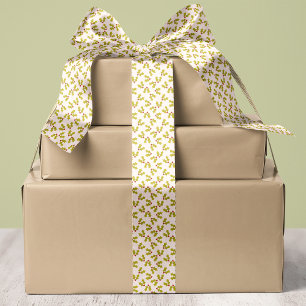 Ruban En Satin Feuilles de houx et baies sur un Noël blanc