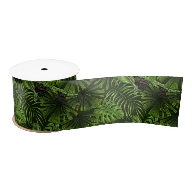 Ruban En Satin Feuilles de la jungle (Bobine)