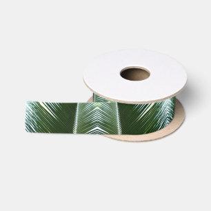 Ruban En Satin Feuilles de palmier qui se chevauchent, vert tropi