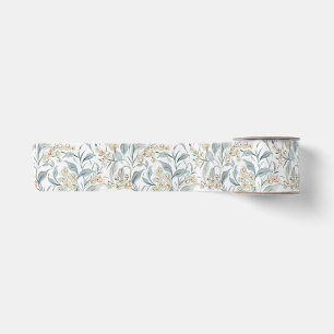 Ruban En Satin Feuilles d'eucalyptus botaniques gris ardoise aqua