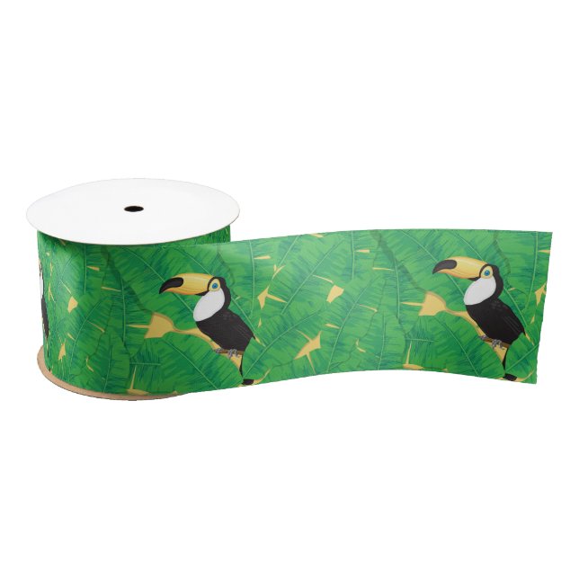 Ruban En Satin Feuilles toucans et bananes (Bobine)