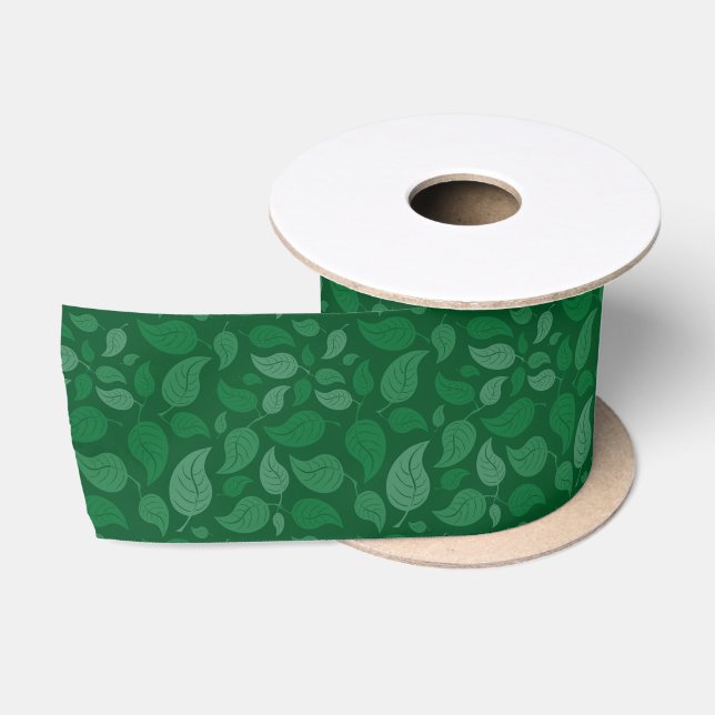 Ruban En Satin Feuilles verts (Bobine)