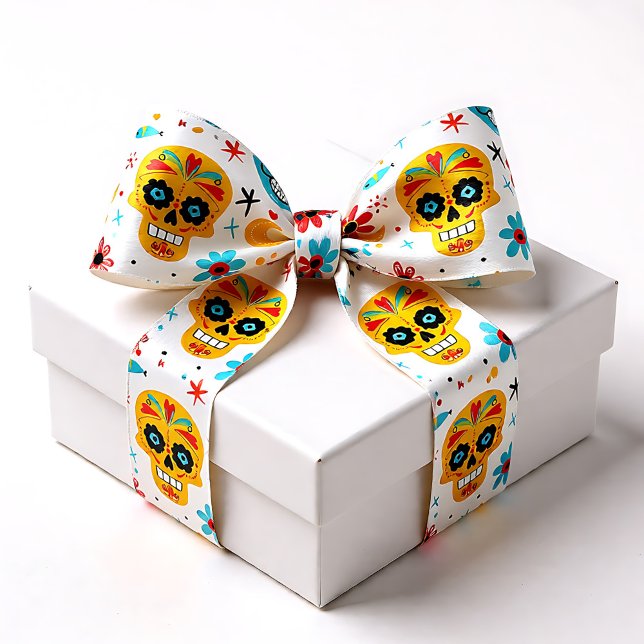 Ruban En Satin Fiesta Calaveras (Fiesta Calaveras Satin Ribbon)
