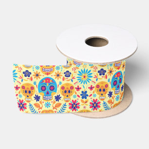 Ruban En Satin Fiesta jaune Calaveras