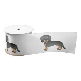 Ruban En Satin Fil noir et tan Haired Dachshund Chien de dessin