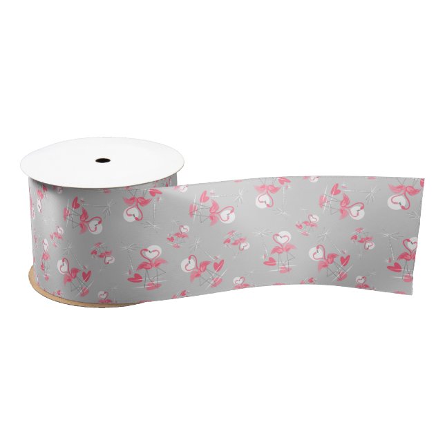 Ruban En Satin Flamant rose Love Multi ruban satin (Bobine)