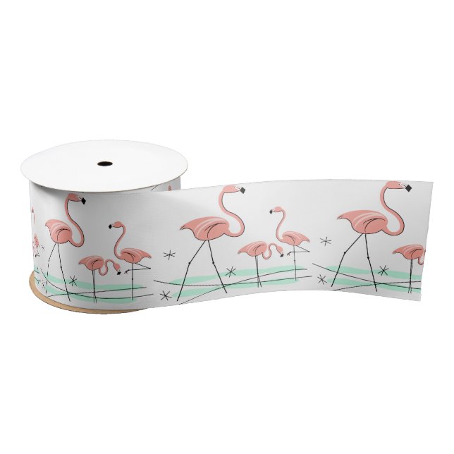 Ruban En Satin Flamant rose Ocean Trio 2 ruban satin (Bobine)