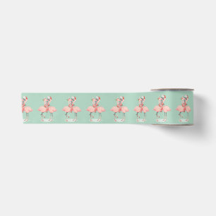 Ruban En Satin Flamant Rose Tropical Avec Chapeaux de Père Noël N