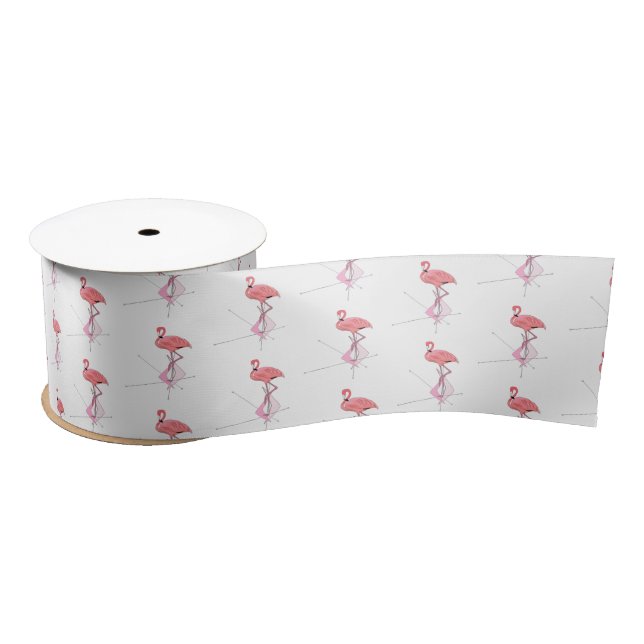 Ruban En Satin Flamants Rose Moderne du Milieu du Siècle Atomique (Bobine)