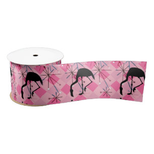 Ruban En Satin Flamants roses Moyen-siècle moderne Starburst atom