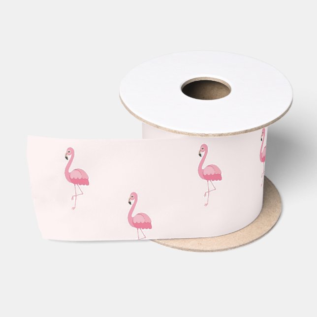 Ruban En Satin Flamingo à pied rose pâle (Bobine)