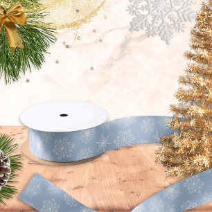 Ruban En Satin Flammes de neige bleues Noël Vacances d'hiver