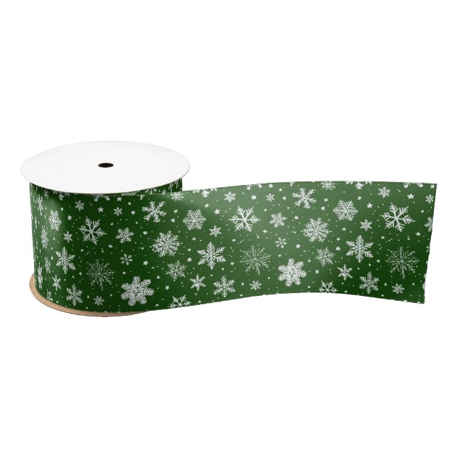 Ruban En Satin Flèches blanches sur vert (Bobine)