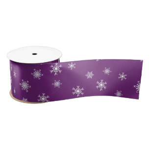 Ruban En Satin Flèches de neige violet et blanc Cadeau de Noël