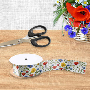 Ruban En Satin Fleur colorée motif floral lumineux et joli