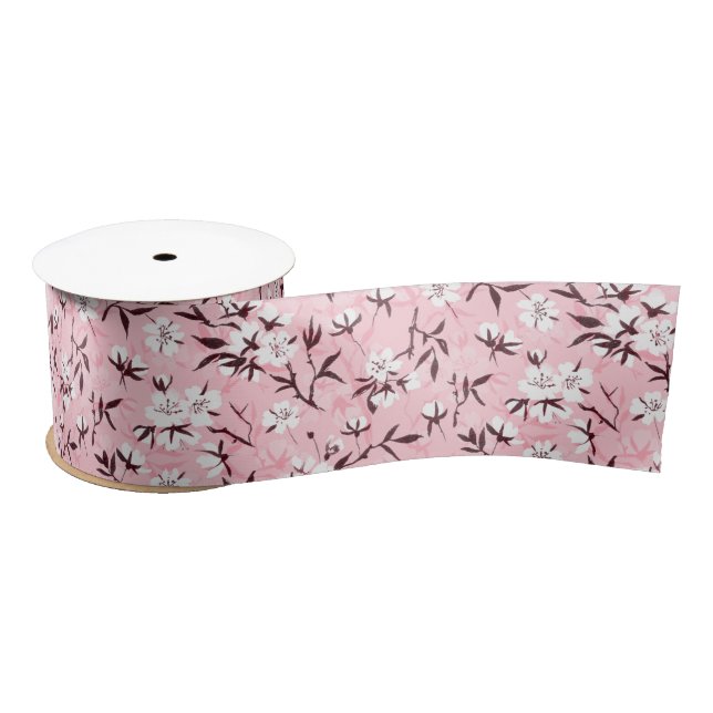Ruban En Satin Fleur de cerisier blanc (Bobine)