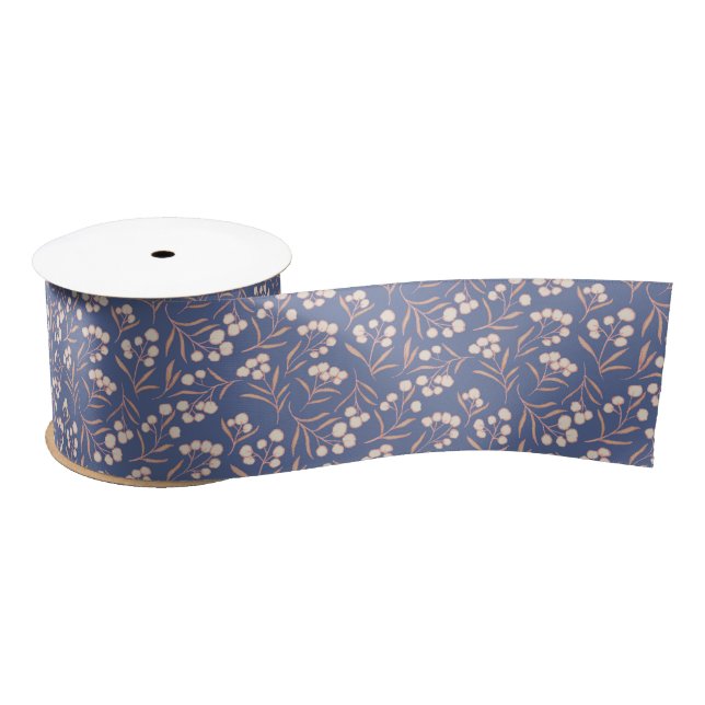 Ruban En Satin Fleur de coton rose bleu (Bobine)