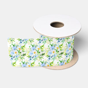 Ruban En Satin Fleur de Ne m'oubliez pas et pâquerettes